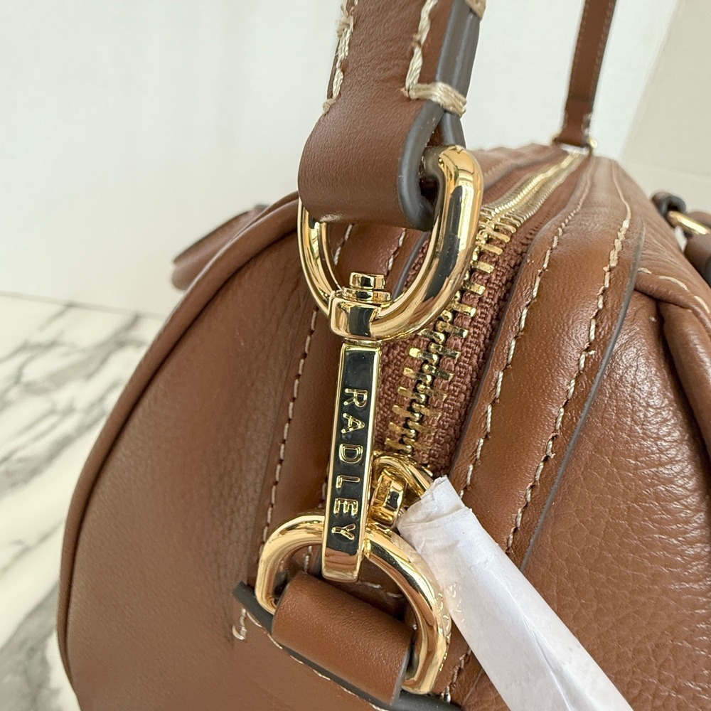 Radley London Noble Alley Brown Leather Medium Zip Top Satchel Bag 113009 NEW - Picture 5 of 15